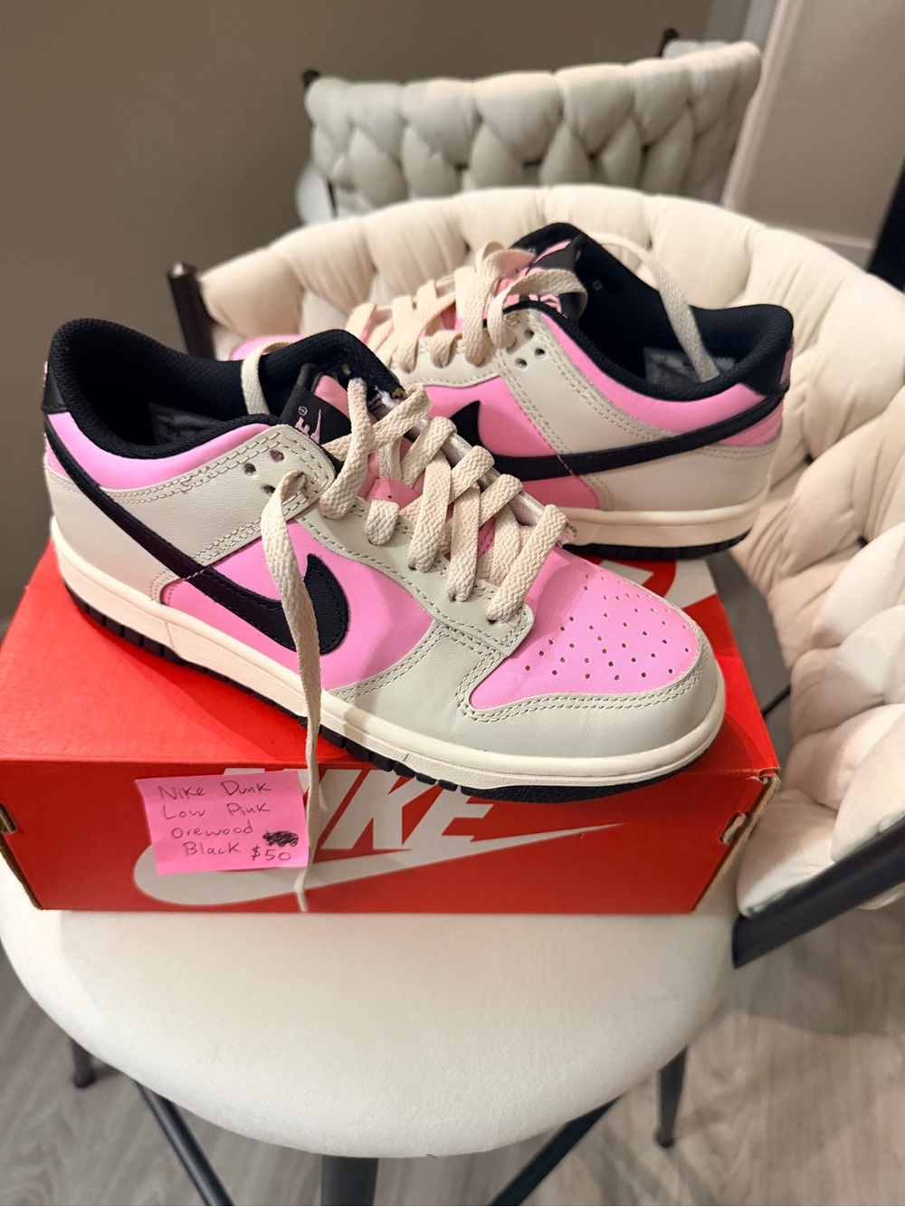 Nike Dunk Low Pink/White/Black Retro Low-Top Sneakers